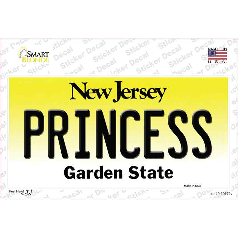 LP-10172s-M Princess   Jersey Novelty Sticker Decal, Medium