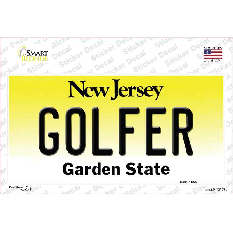 LP-10175s-M Golfer   Jersey Novelty Sticker Decal, Medium