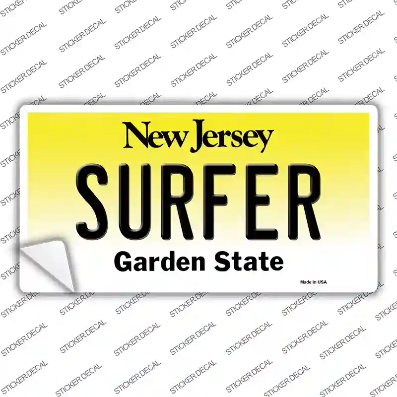 LP-10177s-S Surfer   Jersey Novelty Sticker Decal, Small