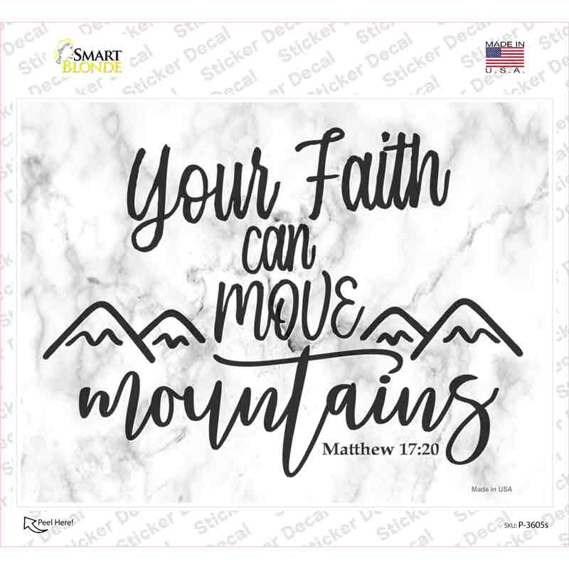 P-3605s-M Move Mountains Bible Verse Novelty Rectangle Sticker Decal, Medium