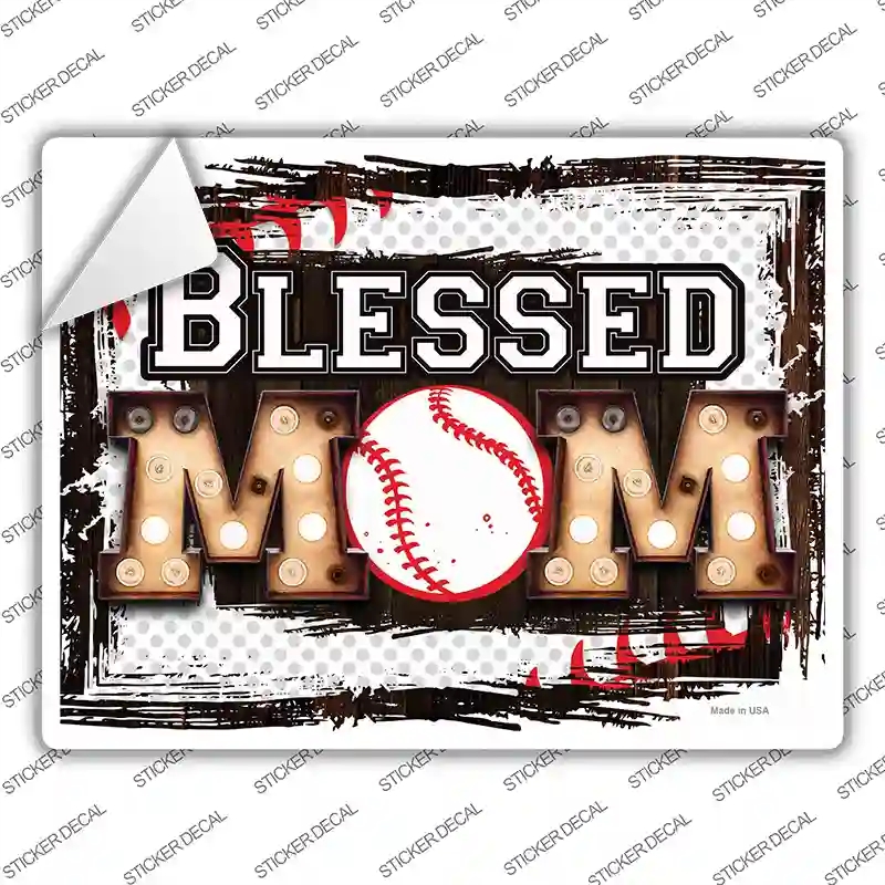 P-3959s-XL Blessed Baseball Mom Novelty Rectangle Sticker Decal, Extra Large