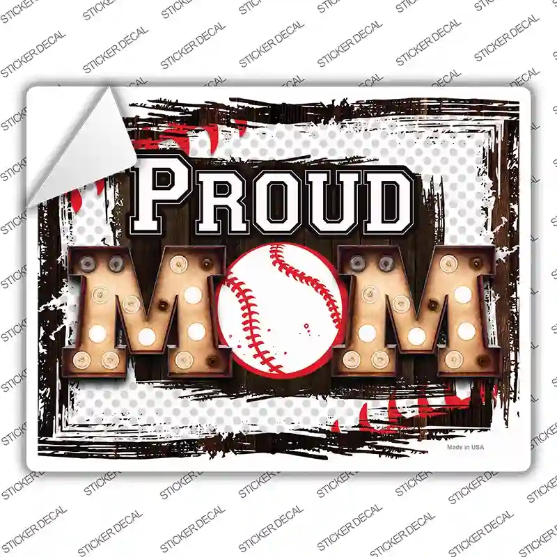 P-3960s-S Proud Baseball Mom Novelty Rectangle Sticker Decal, Small