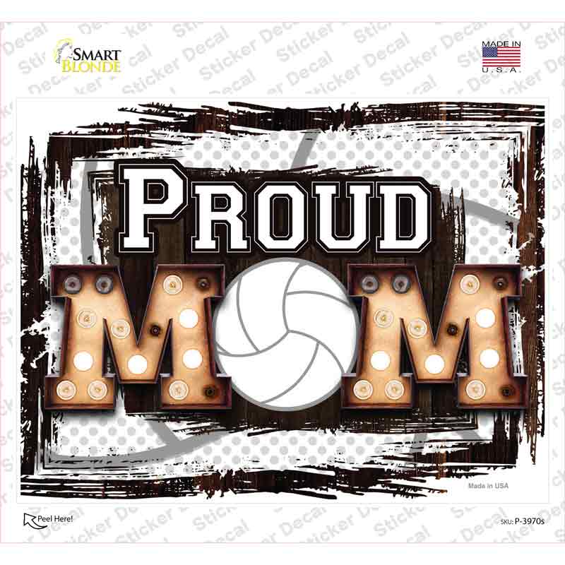P-3970s-M Proud Volleyball Mom Novelty Rectangle Sticker Decal, Medium