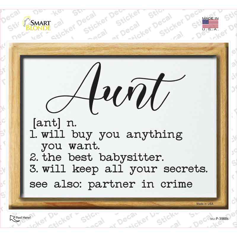 P-3988s-M Aunt Definition Novelty Rectangle Sticker Decal, Medium