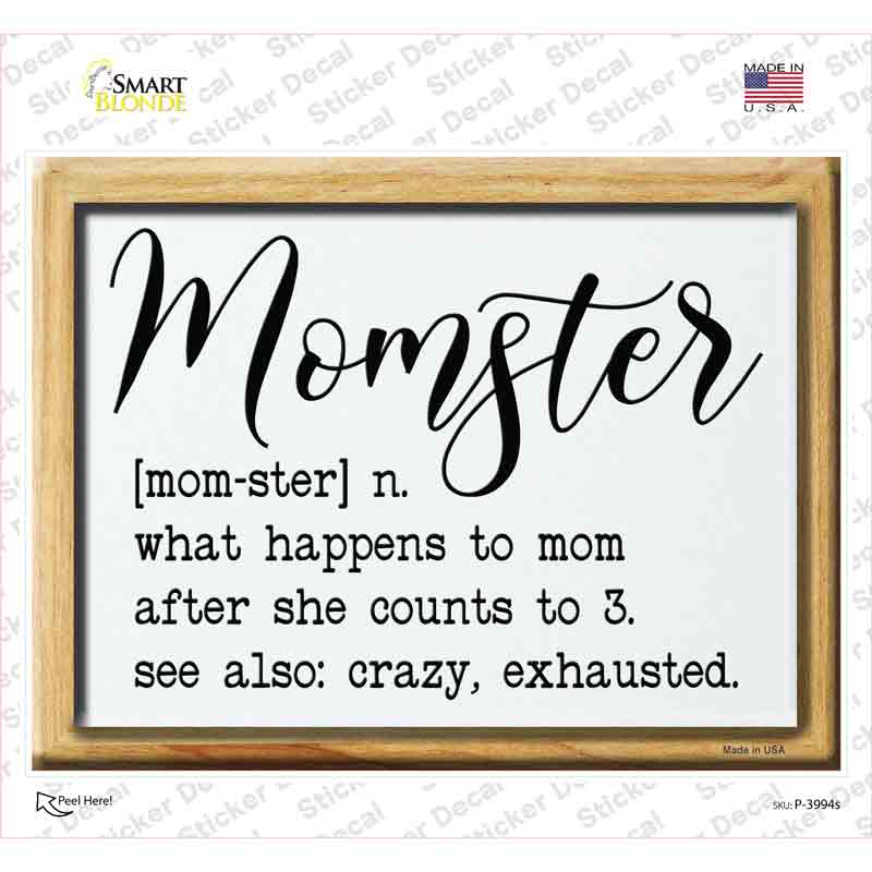 P-3994s-M Momster Definition Novelty Rectangle Sticker Decal, Medium