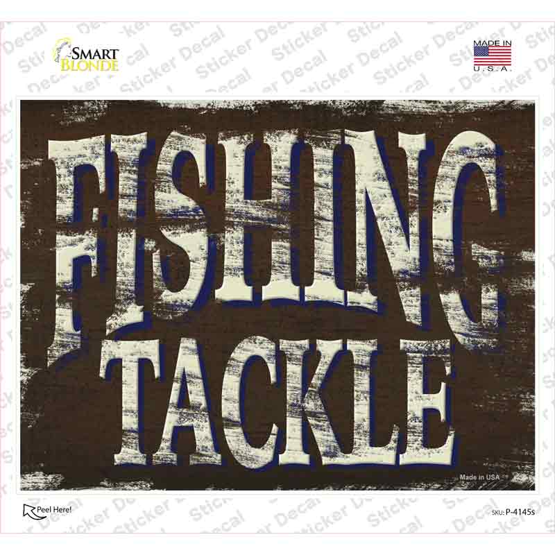 P-4145s-M Fishing Tackle Novelty Rectangular Sticker Decal, Medium