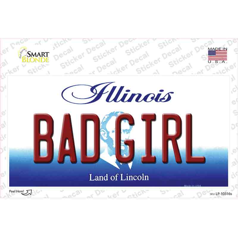 LP-10316s-M Bad Girl Illinois Novelty Sticker Decal, Medium