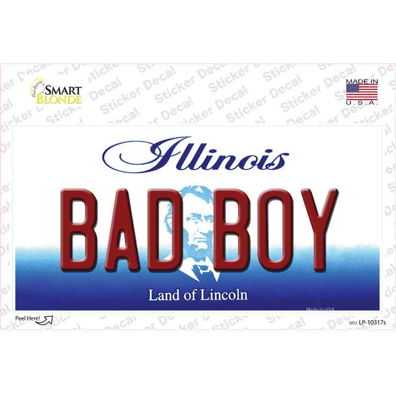 LP-10317s-M Bad Boy Illinois Novelty Sticker Decal, Medium