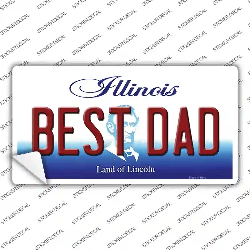 LP-10319s-S Best Dad Illinois Novelty Sticker Decal, Small