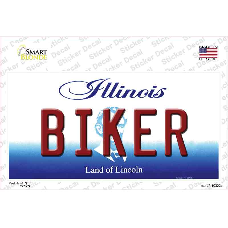 LP-10322s-M Biker Illinois Novelty Sticker Decal, Medium
