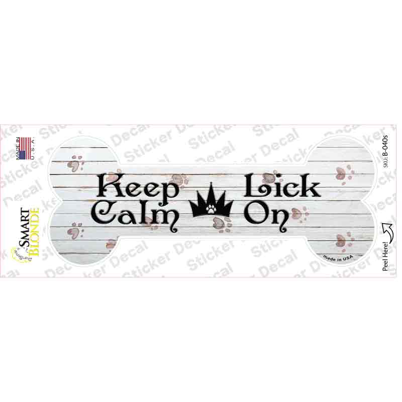 B-040s-M Keep Calm Lick on Novelty Bone Sticker Decal, Medium