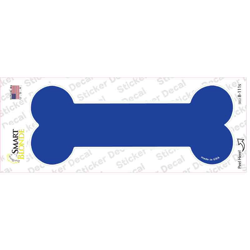 B-111s-M Blue Solid Novelty Bone Sticker Decal, Medium