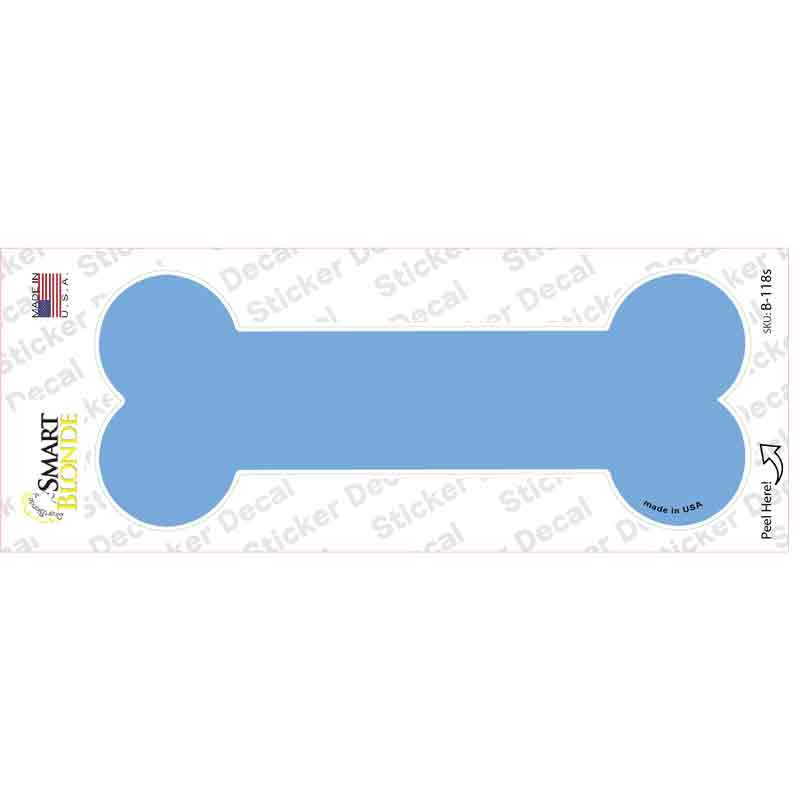 B-118s-M Light Blue Solid Novelty Bone Sticker Decal, Medium
