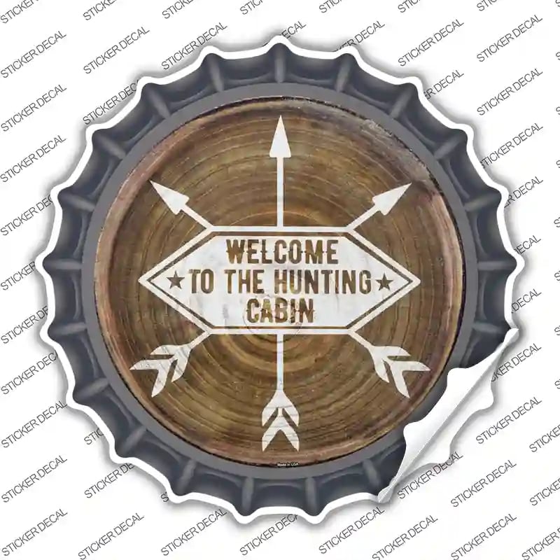 BC-1111s-S Welcome to the Hunting Cabin Novelty Bottle Cap Sticker Decal, Small