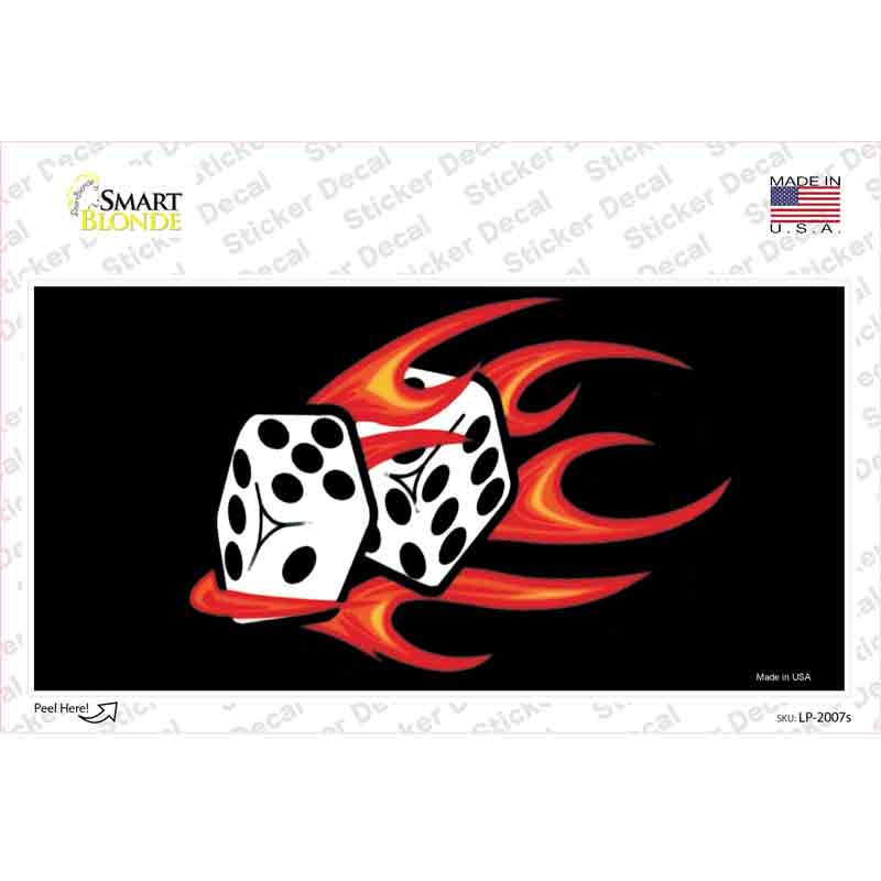 LP-2007s-M Red Hot Flaming Dice Novelty Sticker Decal, Medium