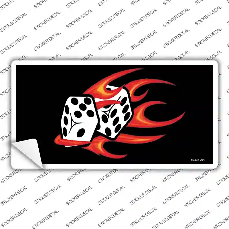 LP-2007s-S Red Hot Flaming Dice Novelty Sticker Decal, Small