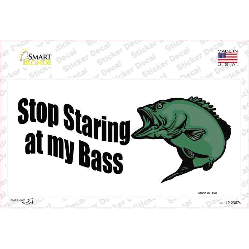 LP-2387s-M Stop Staring At My Bass Novelty Sticker Decal, Medium