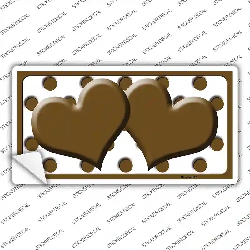 LP-2431s-L Brown White Polka Dot Centered Hearts Novelty Sticker Decal, Large