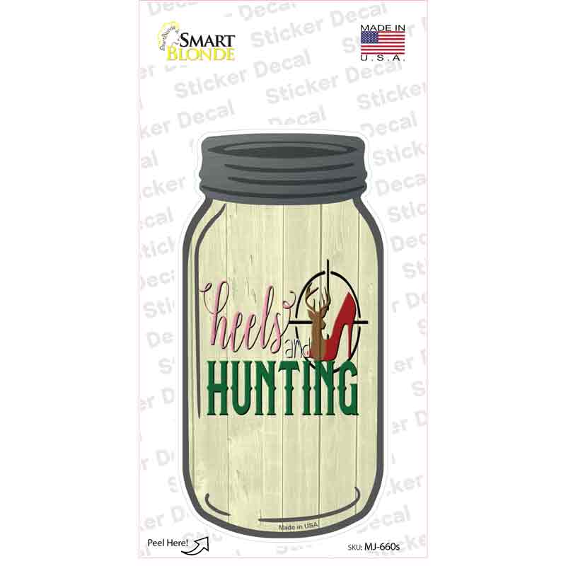 MJ-660s-M Heels & Hunting Novelty Mason Jar Sticker Decal, Medium