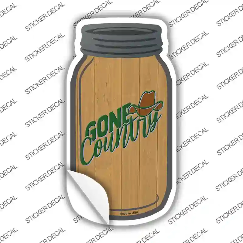MJ-675s-S Gone Country Novelty Mason Jar Sticker Decal, Small
