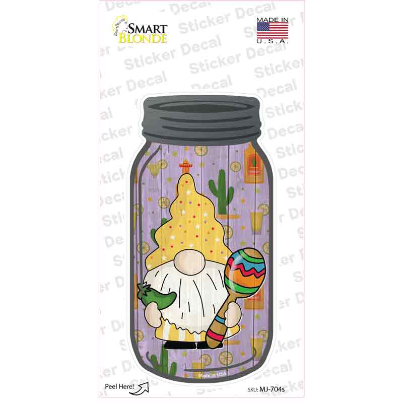 MJ-704s-M Gnome with Jalapeno Novelty Mason Jar Sticker Decal, Medium