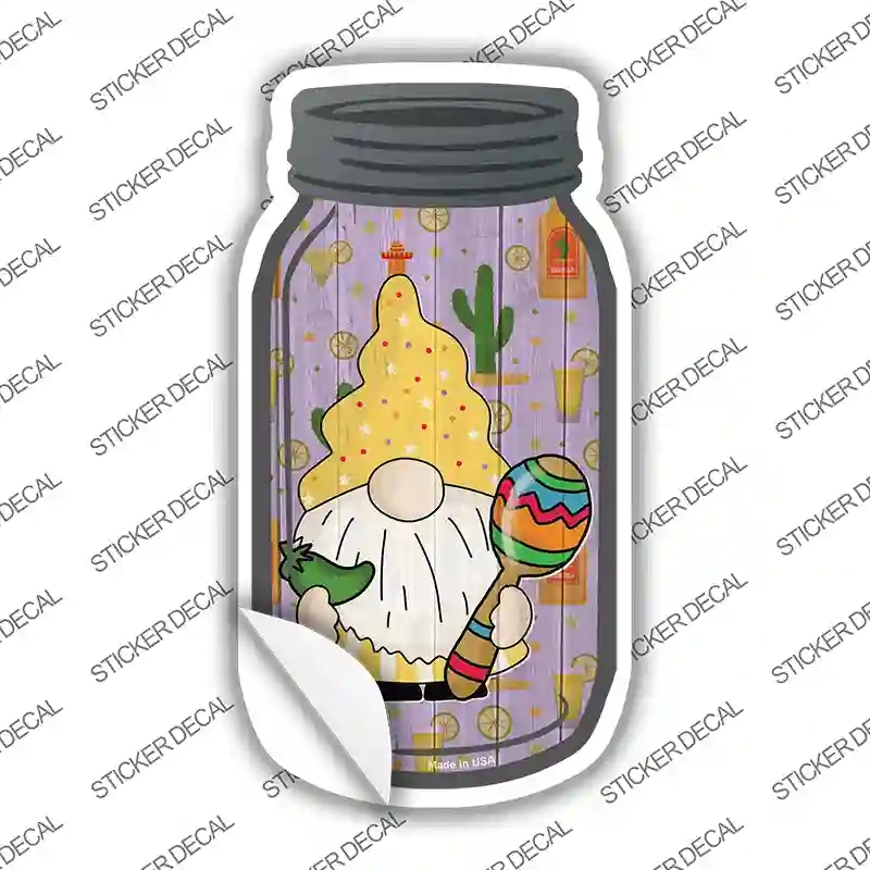 MJ-704s-S Gnome with Jalapeno Novelty Mason Jar Sticker Decal, Small
