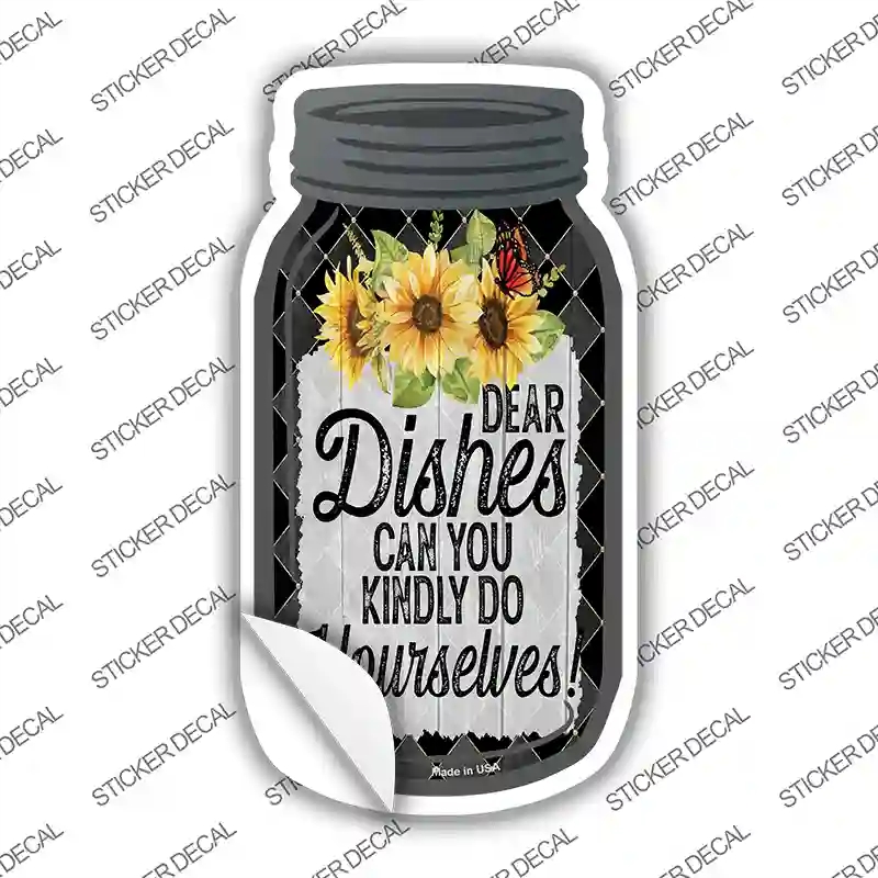 MJ-801s-L Dishes Do Yourselves Novelty Mason Jar Sticker Decal, Large