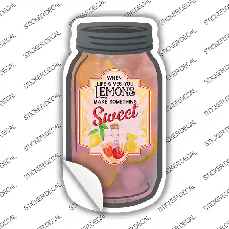 MJ-830s-S Lemons Make Something Sweet Novelty Mason Jar Sticker Decal, Small