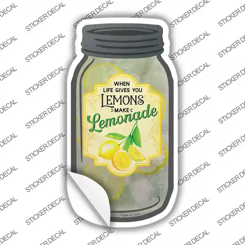 MJ-832s-S Lemons Make Lemonade Fruit Novelty Mason Jar Sticker Decal, Small