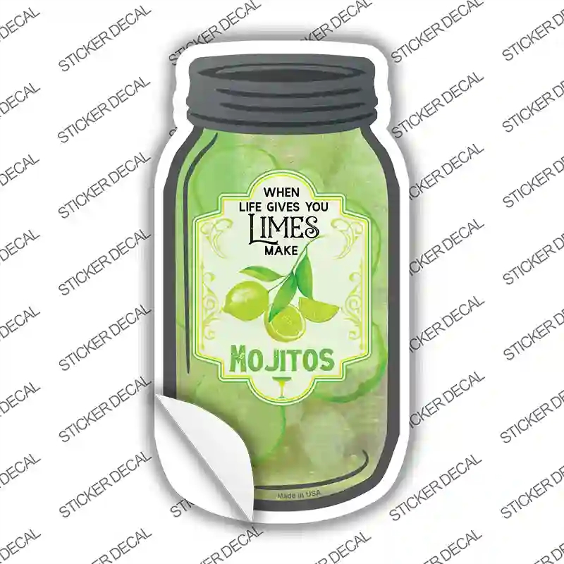 MJ-834s-L Limes Make Mojitos Novelty Mason Jar Sticker Decal, Large