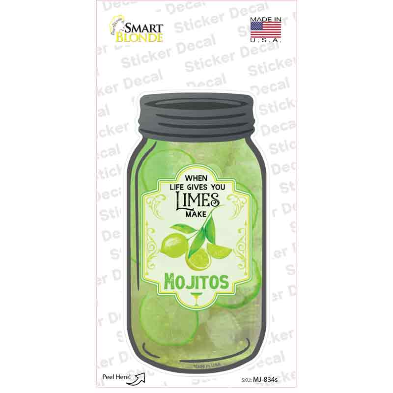 MJ-834s-M Limes Make Mojitos Novelty Mason Jar Sticker Decal, Medium