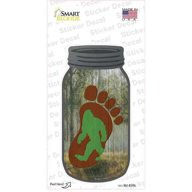MJ-839s-M Bigfoot Footprint Novelty Mason Jar Sticker Decal, Medium