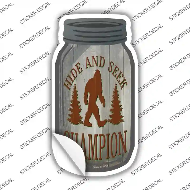 MJ-843s-L Hide & Seek Champion Novelty Mason Jar Sticker Decal, Large
