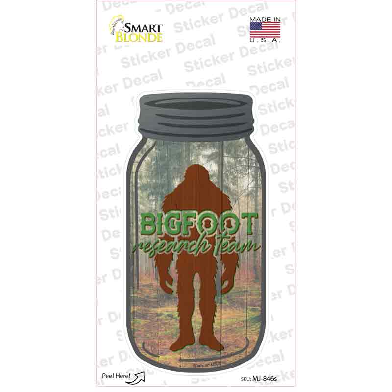 MJ-846s-M Bigfoot Research Team Novelty Mason Jar Sticker Decal, Medium