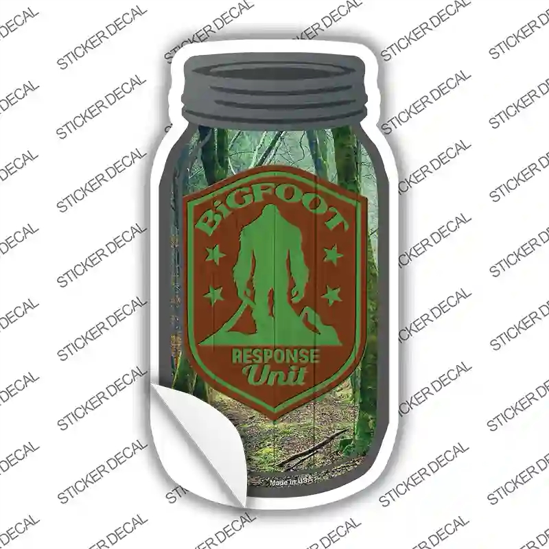 MJ-855s-L Bigfoot Response Unit Novelty Mason Jar Sticker Decal, Large