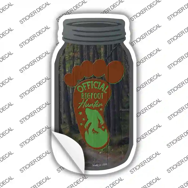 MJ-857s-S Official Bigfoot Hunter Novelty Mason Jar Sticker Decal, Small