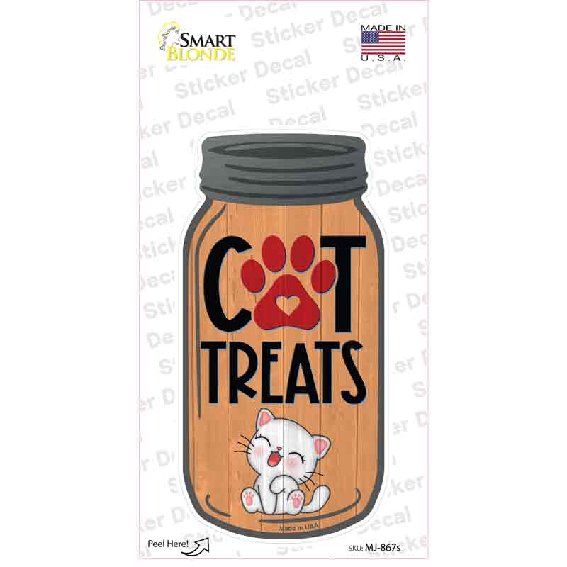 MJ-867s-M Cat Treats Orange Novelty Mason Jar Sticker Decal, Medium