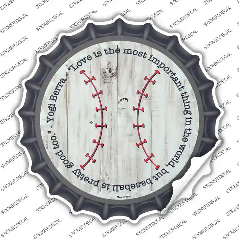 BC-1416s-XL Love & Baseball Novelty Bottle Cap Sticker Decal, Extra Large