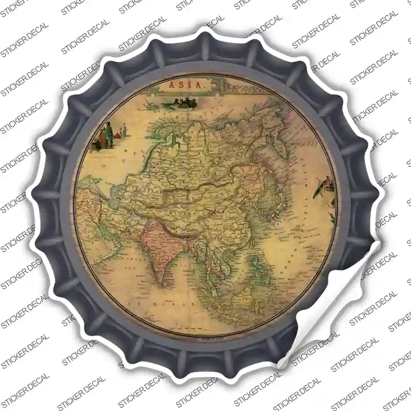 BC-1612s-L Asia Map Novelty Bottle Cap Sticker Decal, Large