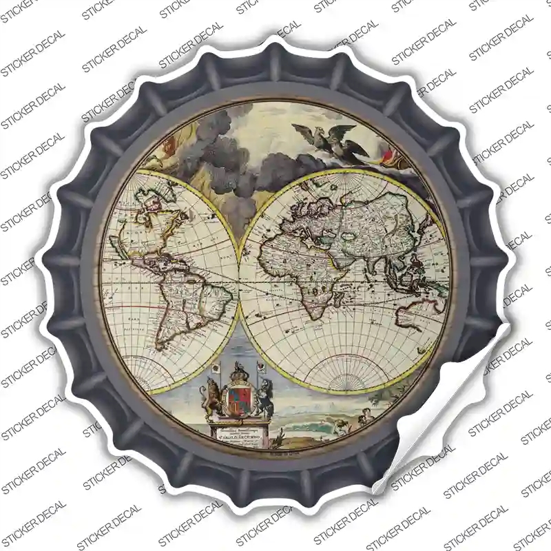 BC-1620s-XL World Map Novelty Bottle Cap Sticker Decal, Extra Large