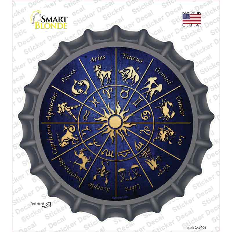 BC-546s-M Zodiac Signs Novelty Bottle Cap Sticker Decal, Medium