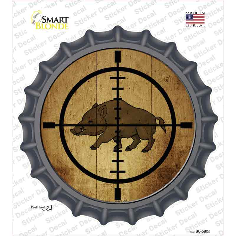 BC-580s-M Boar Hunter Novelty Bottle Cap Sticker Decal, Medium