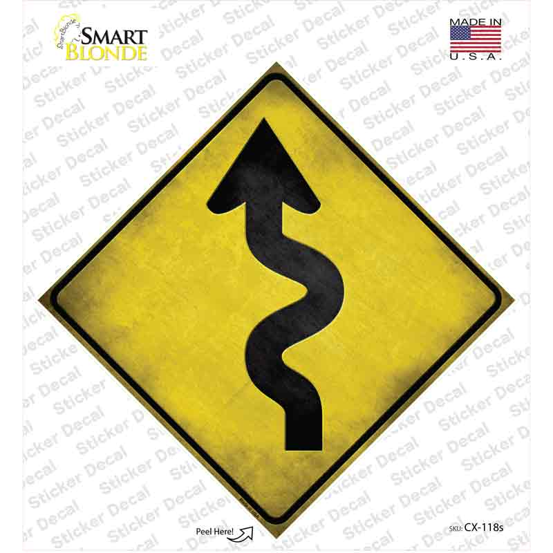 CX-118s-M Curved Road Novelty Diamond Sticker Decal, Medium