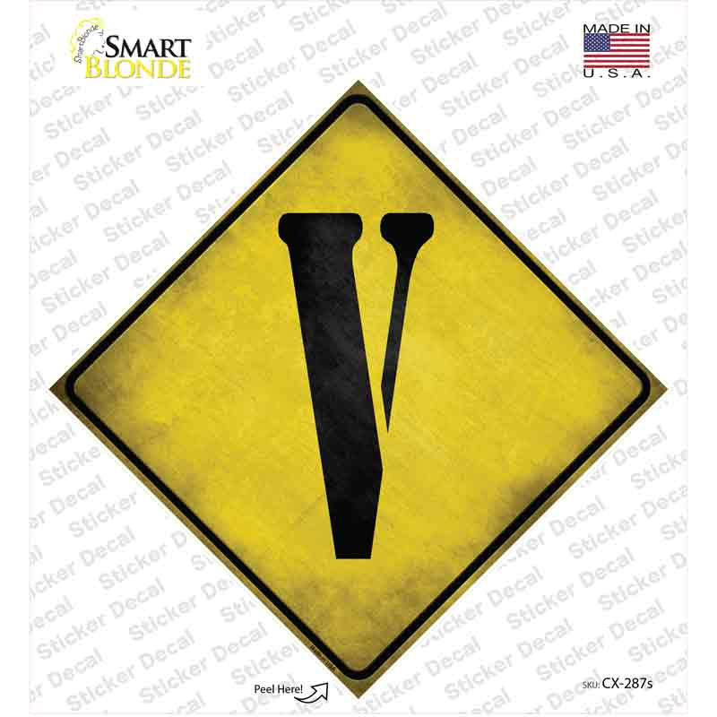 CX-287s-M Letter V Xing Novelty Diamond Sticker Decal, Medium