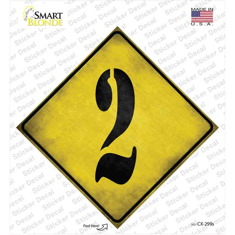 CX-299s-M Number 2 Xing Novelty Diamond Sticker Decal, Medium