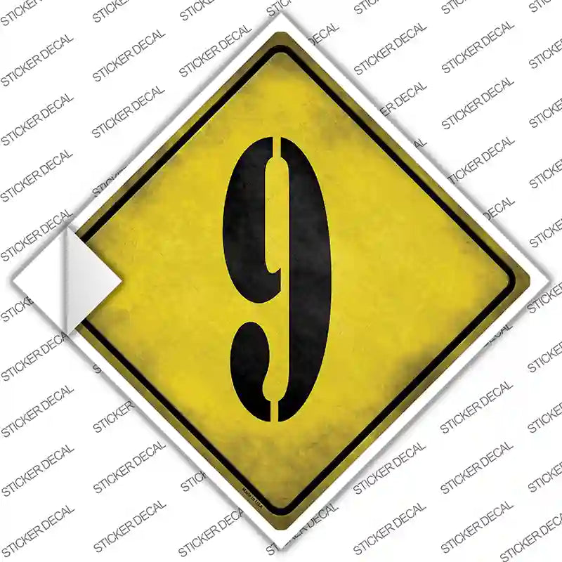 CX-306s-XL Number 9 Xing Novelty Diamond Sticker Decal, Extra Large