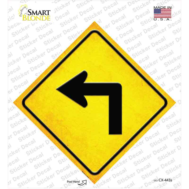 CX-443s-M Left Turn Novelty Diamond Sticker Decal, Medium