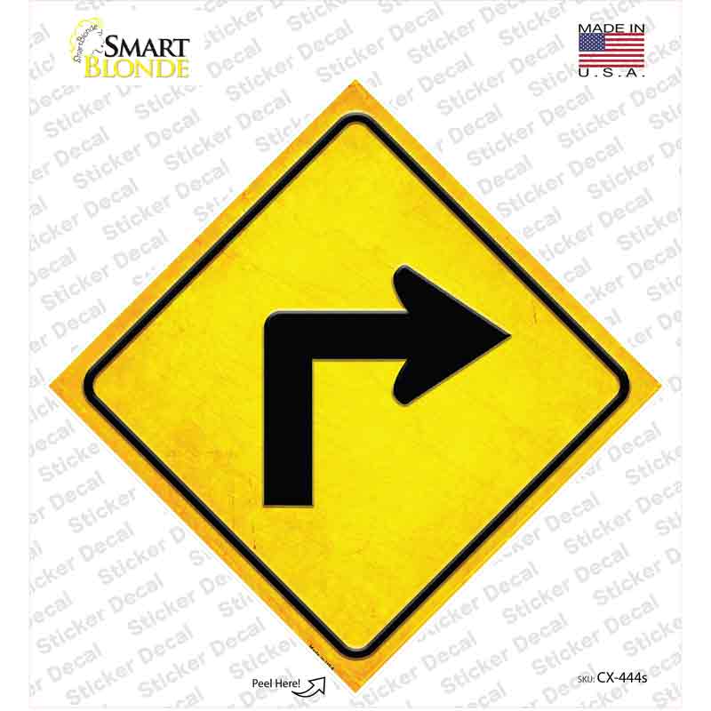 CX-444s-M Right Turn Novelty Diamond Sticker Decal, Medium