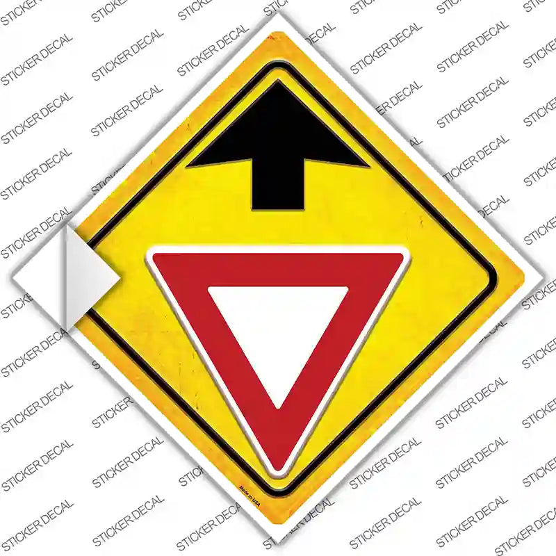 CX-459s-XL Yield Ahead Textured Novelty Diamond Sticker Decal, Extra Large