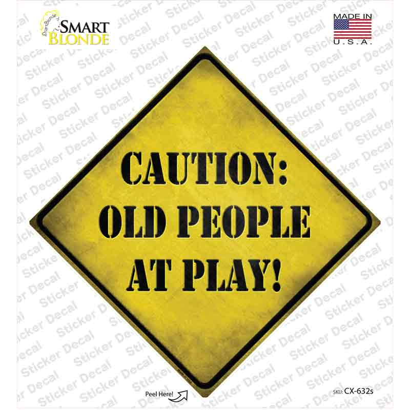 CX-632s-M Old People At Play Novelty Diamond Sticker Decal, Medium